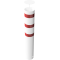 Barrier bollard | Steel tube  323 x 5 mm | stationary | for setting in concrete | hot-dip galvanized and white coatedwith three red reflecting stripes | total length: 2000 mm | steel cap with concrete anchor